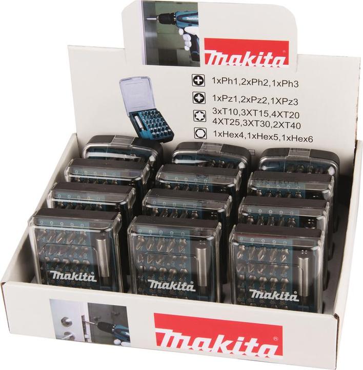 Actual product image Makita Tip set D-34936 (31 pcs.) (PZ2, T30, T20, 2x TX40, T10, 2x PH2, T15, 25mm, 2xPZ3, T25)