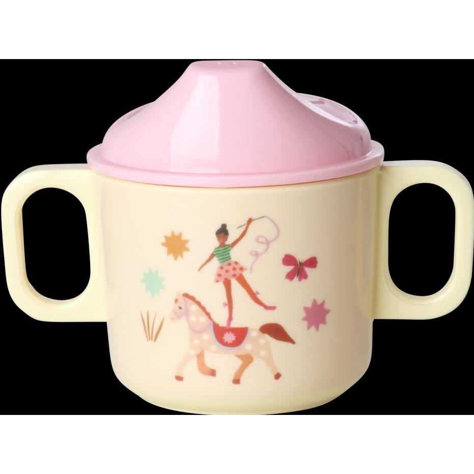 Rice, Kindergeschirr + Kinderbesteck, - Melamine 2 Handle Baby Cup with Fun Fair Print - Pink - 250 ml
