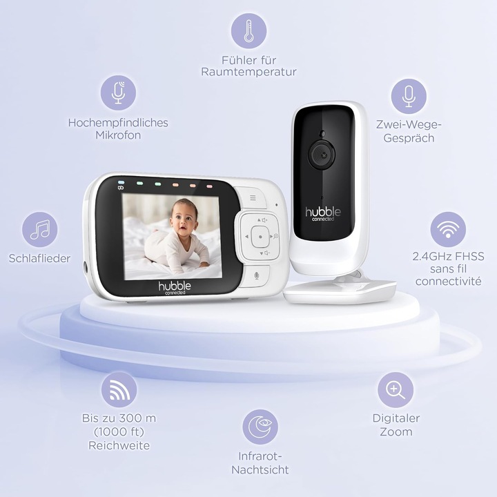 Image du produit Hubble Connected Nursery View Babyphone avec caméra (Vidéo et audio, 305 m)