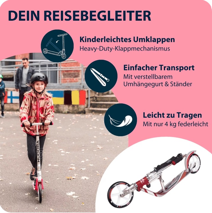 Productafbeelding Hudora Scooter reuzenrad RX205 Step - Magenta / Zilver