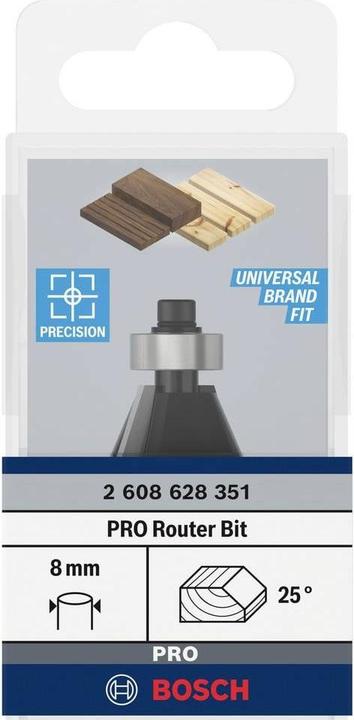 Produktbild Bosch Professional Zubehör Laminat-Bündigfräser, 8 mm, D1 23,7 mm, B 5,5 mm, L 12 mm, G 54 mm, 25°
