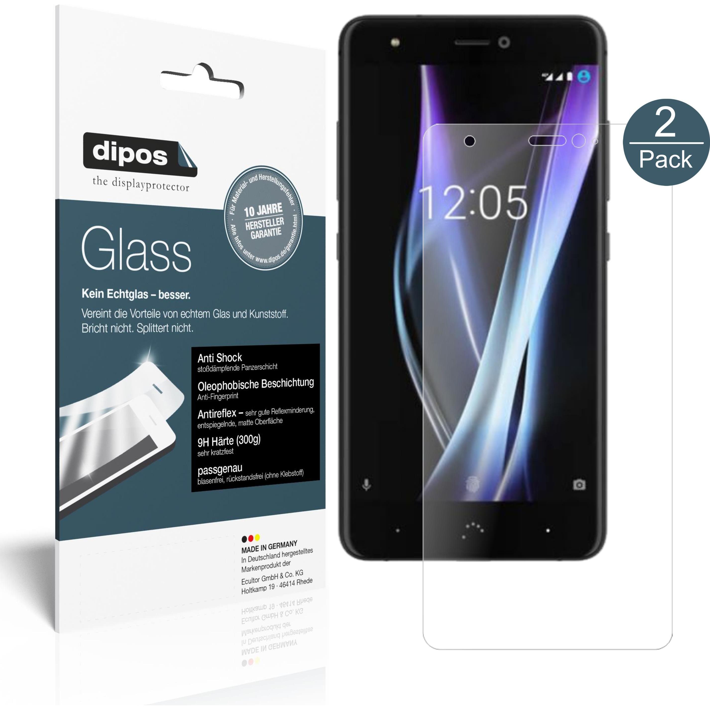 Dipos Displayschutz Anti-Shock (2 Stück, BQ Aquaris X Pro), Smartphone Schutzfolie, Transparent