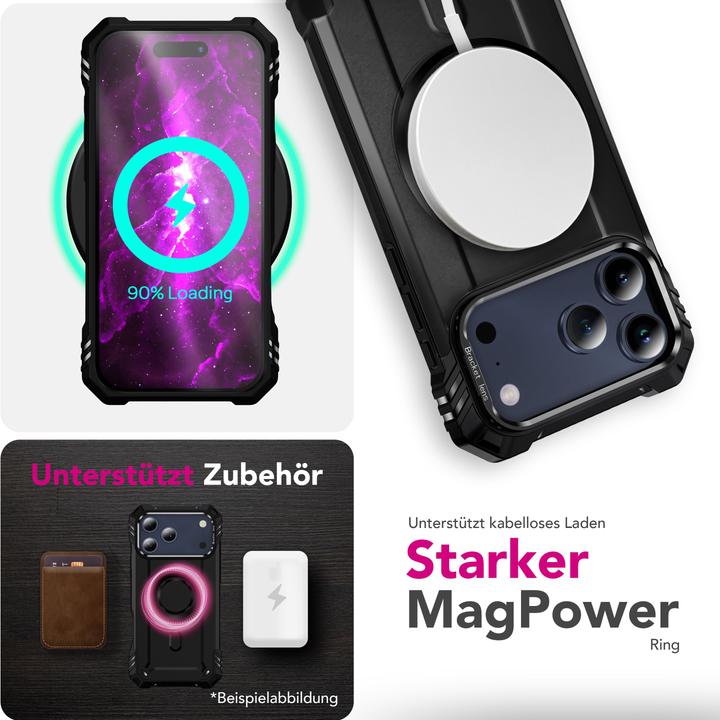 Actual product image Nalia MagSafe Cover "Granite" - Panzer Schutz Hülle Stossfest mit Kickstand - Military Outdoor Case (Apple iPhone 17 Pro Max)