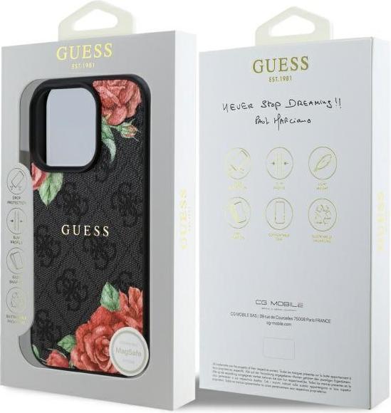 Image du produit Guess GUHMP16XP4ROPEMCK iPhone 16 Pro Max 6.9 noir/black hardcase 4G Flowers Print MagSafe (Apple iPhone 16 Pro Max)