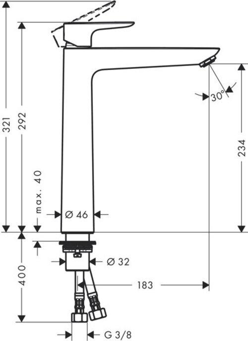 Image du produit hansgrohe Talis E Mélangeur lavabo au sol Chrome (71717000)
