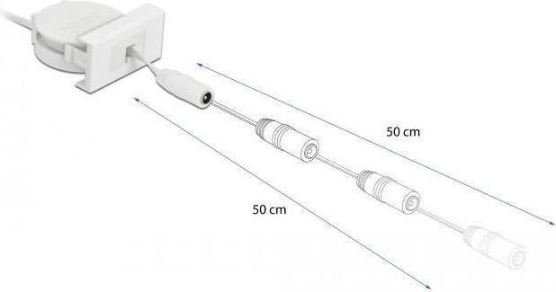 Immagine prodotto Delock Easy 45 Modulo di alimentazione Cavo di svolgimento CC 5,5 x 2,1 mm Presa / Presa Bianco (0.62 m)