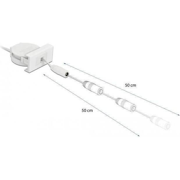 Thumbnail - Delock Easy 45 Modul Power Ausrollkabel DC 5,5 x 2,1 mm Buchse / Buchse weiss (0.62 m), Stromkabel