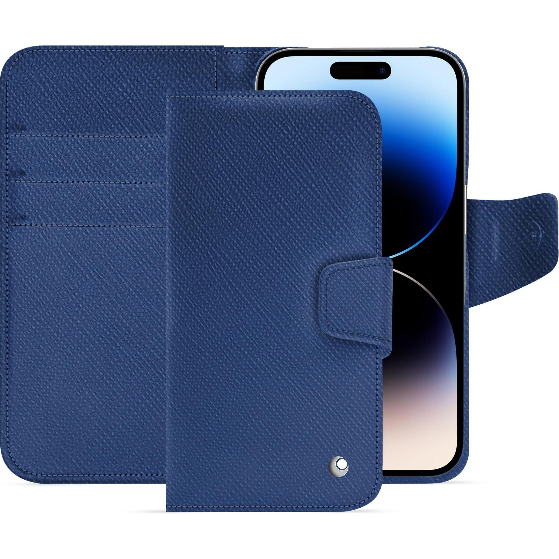 Thumbnail - Noreve Lederschutzhülle Apple iPhone 15 Pro (Apple iPhone 15 Pro), Smartphone Hülle, Blau