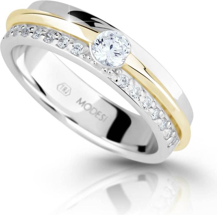 Actual product image Modesi Bicolour silver ring with zircons M16023 - Circuit: 54 mm (54)