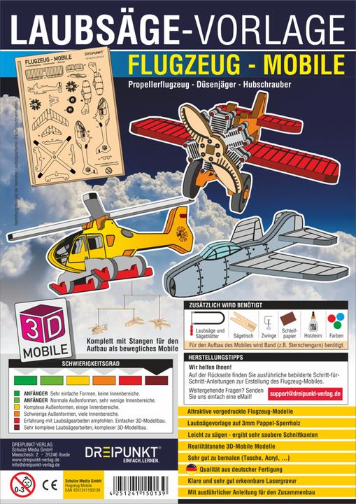 Produktbild Laubsägevorlage Flugzeug-Mobile