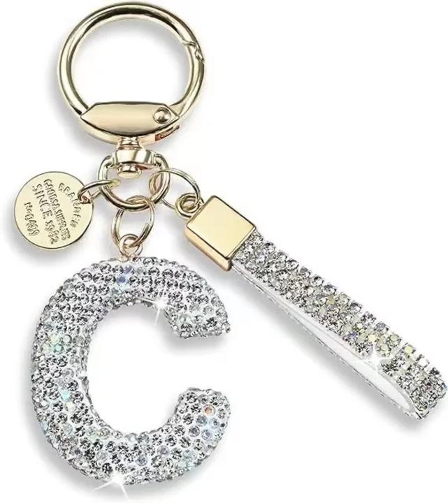 Actual product image Swissdetector Keyring with initial - C - Strass - Glitter - Silver