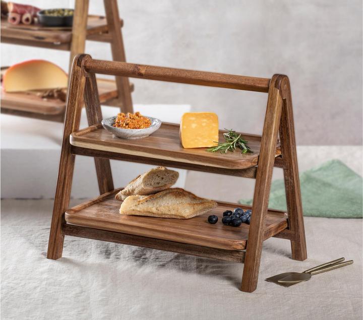 Actual product image Ladelle Gather acacia 2-storey serving tower