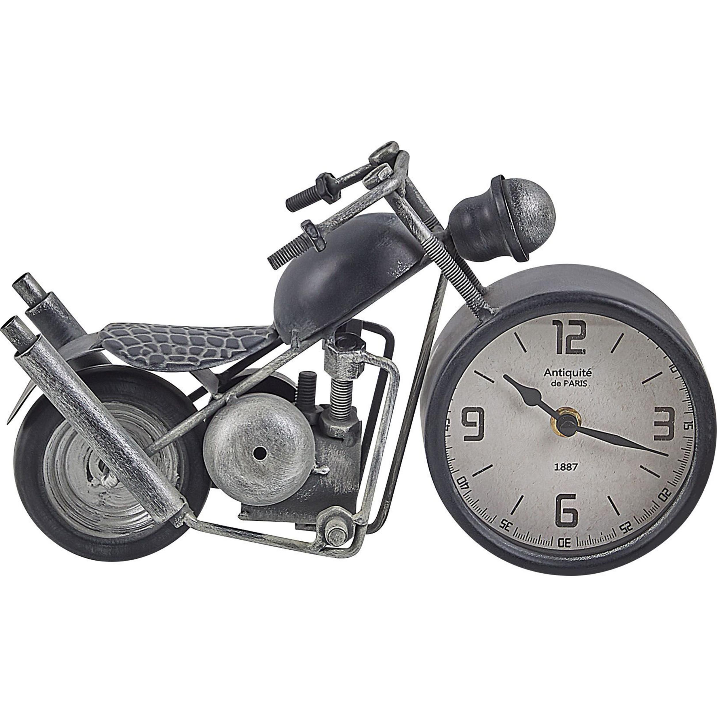 Beliani, Tischuhr, Tischuhr schwarz / silber Motorradform 19 cm BERNO