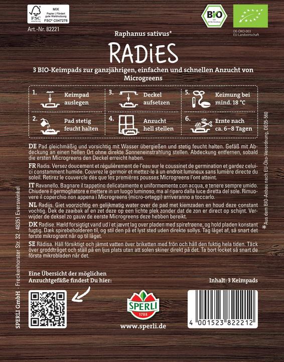 Produktbild Sperli BIO Microgreen-Pads Radies (Keimlinge)
