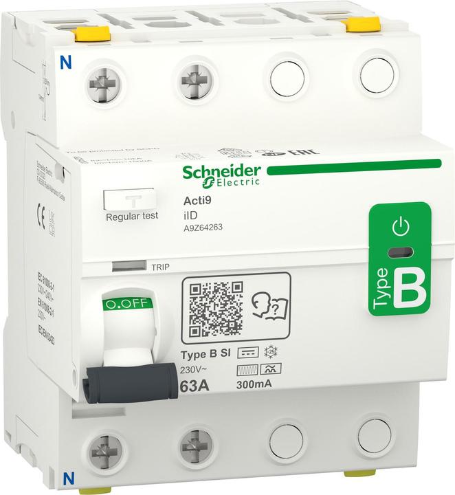 Immagine prodotto Schneider Electric A9Z64263 IID 2P 63A 300MA TIPO B-SI Interruttore differenziale sensibile a tutte le correnti