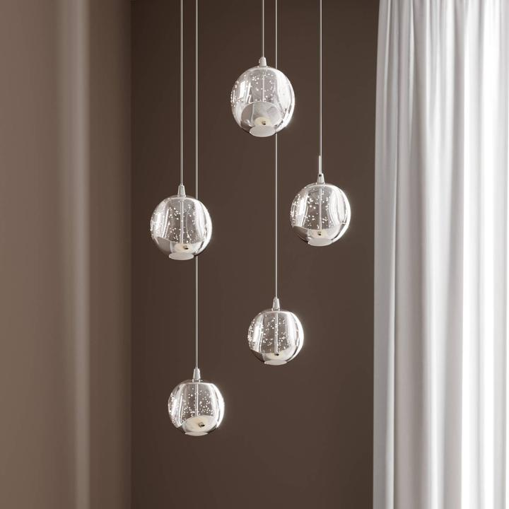 Actual product image Lucande Hayley 5 pendant light Clear/Chrome (2066 lm)