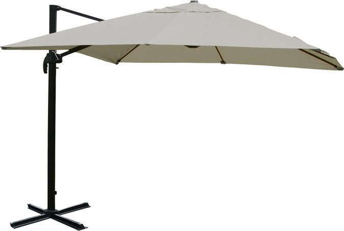 Swisshandel24 Gastronomie-Ampelschirm, Sonnenschirm, 3x4m (Ø5m) Polyester/Alu 26kg creme-grau ohne Ständer