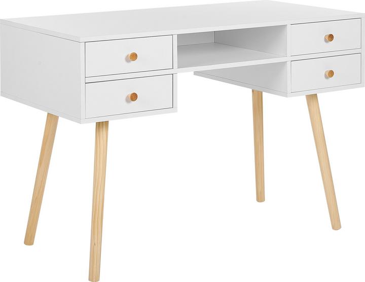 Produktbild Beliani Schreibtisch weiss 110 x 55 cm 4 Schubladen LEVIN (110 x 55 x 78 cm)