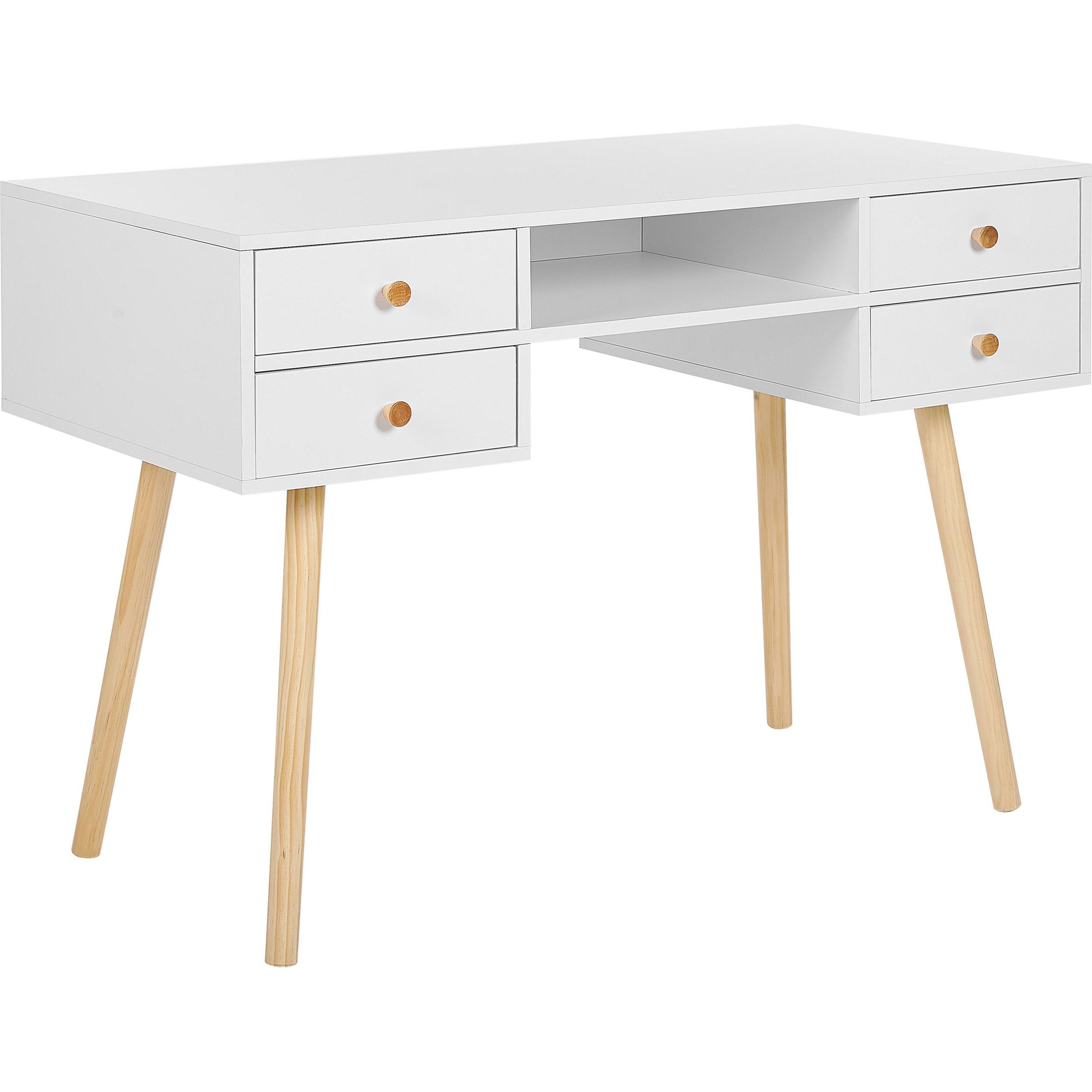 Thumbnail - Beliani, Schreibtisch, Schreibtisch weiss 110 x 55 cm 4 Schubladen LEVIN (110 x 55 x 78 cm)