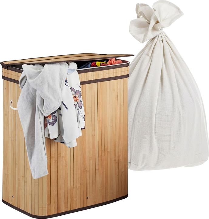 Actual product image Relaxdays Bamboo laundry bin (105 l)