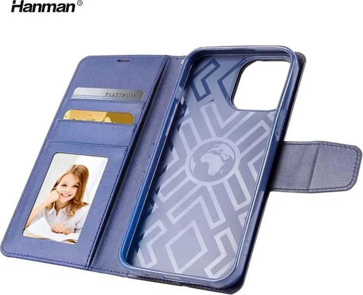 Produktbild Hanman Apple iPhone 12/12 Pro - Mill Flip Case mit 3 Kartenfächern, dunkelblau (Apple iPhone 12 Pro, Apple iPhone 12)