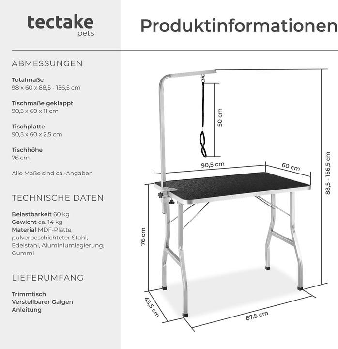 Actual product image tectake Dog Grooming Table with Arm (Dog)