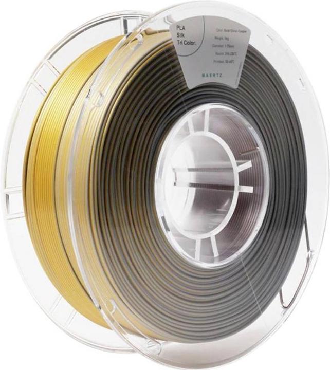 Maertz PLA Silk Tri Color Gold-Silver-Cooper 1.75 mm 1.000 g (PLA, 1.75 mm, 1000 g, Gold, Copper, Silver)