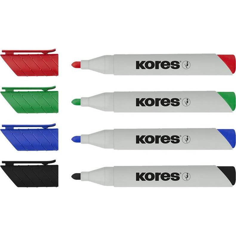 Kores, Marker, Whiteboard- & Flipchart-Marker "ECO XW1", 4er Etui Rundspitze, Strichstärke: 3 mm, 80% recyceltes Pl (Gra...