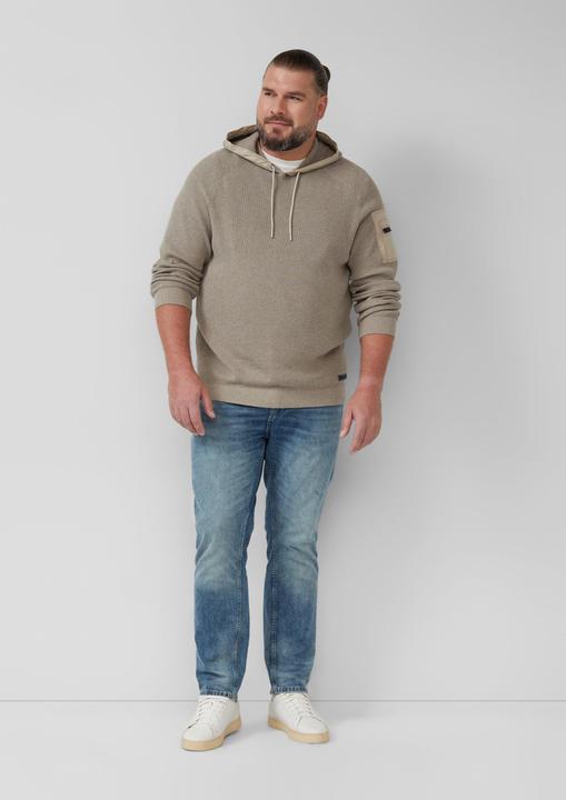 Produktbild s.Oliver Strickpullover Struktur-Hoodie im Materialmix mit Ärmeltasche (5XL)