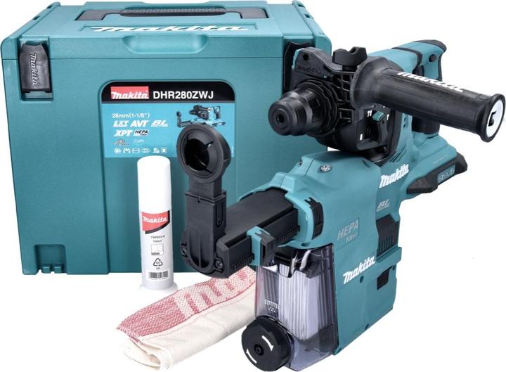 Produktbild Makita DHR280ZWJ Akku-Lochstanze, 2X18 V, SDS-PLUS, 2,8J LED, VAKUUM, Ohne Akkus und Ladegerät!, MAKPACK (Akkubetrieb)
