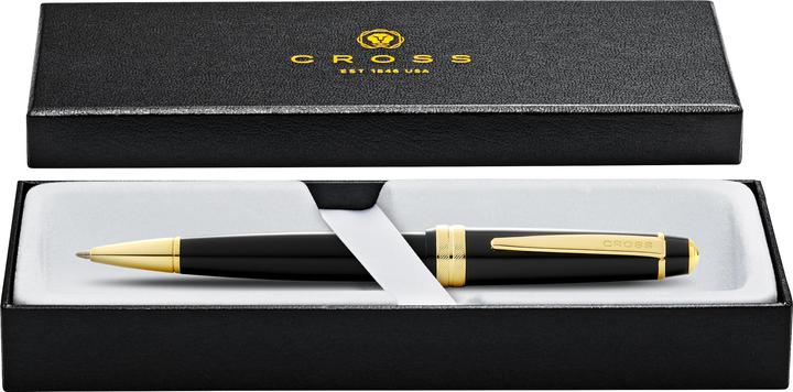 Image du produit Cross Ballpoint Bailey light glossy black, gold tone appointments in giftbox (Or, Noir, 1 x)