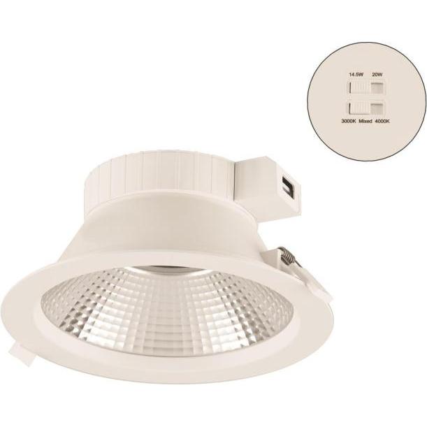 Thumbnail - EVN, Wandleuchte + Deckenleuchte, LED Deckeneinbauleuchte- DSR54200125rund-ws-14,5W/20W-IP54/AC-178-260V (2091 lm)