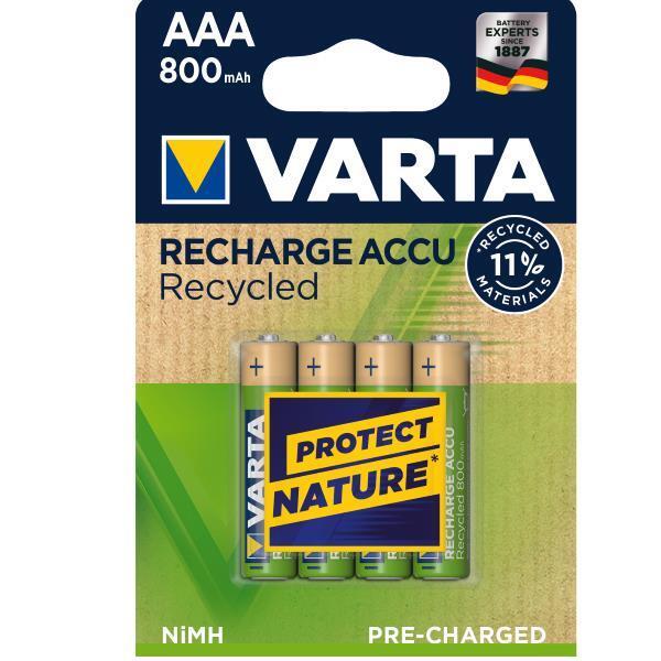 Actual product image Varta Recharge Accu Recycled (4 pcs., AAA, 800 mAh)