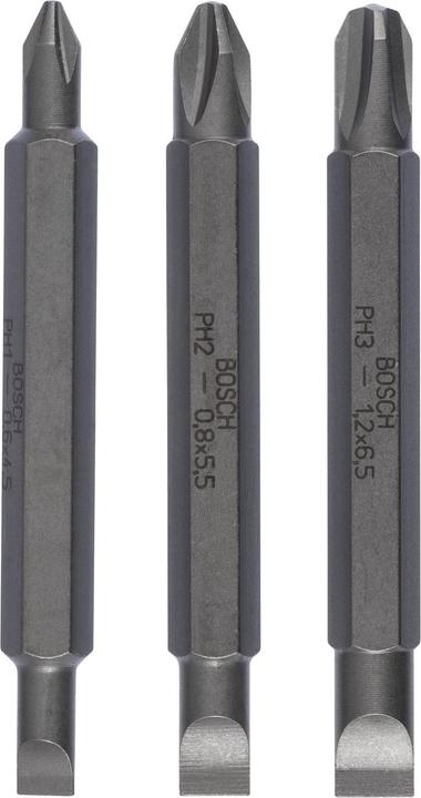 Actual product image Bosch Professional Zubehör Double blade bit set, 3 pieces, S0.6x4.5, PH1, S0.8x5.5, PH2, S1.2x6.5, PH3.60mm (Cross Phillips PH M1, Cross Phillips PH M2, Cross Phillips PH M3)