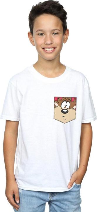 Actual product image Looney Tunes Boys Tasmanian Devil Face Faux Pocket T-Shirt (116)