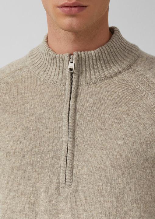 Produktbild s.Oliver Strickpullover Strickpullover aus reiner Wolle mit Troyer-Kragen (M)