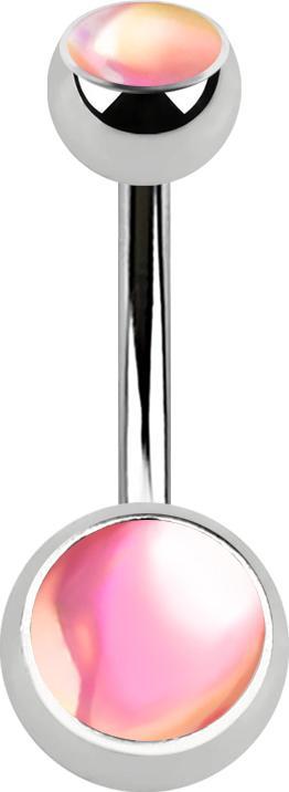 Immagine prodotto Star Piercing Banana argento con due sfere rosa iridescenti (senza ottone, Acciaio chirurgico 316L)