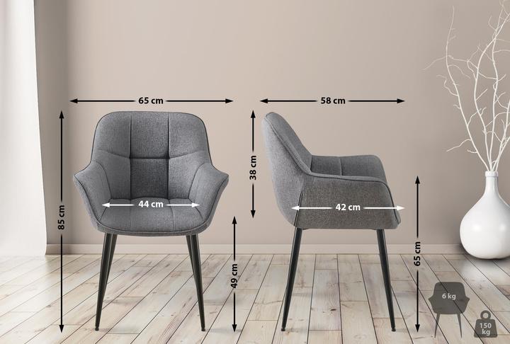 Image du produit Swisshandel24 Chaise de salle à manger Roseville Tissu, gris foncé