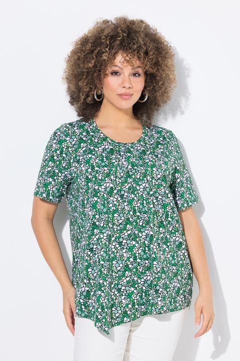 Produktbild Ulla Popken T-Shirt, Zipfelsaum, A-Linie, Biesen, Rundhals, Halbarm (56)