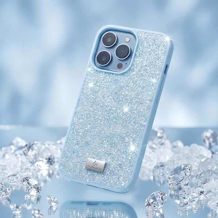 Image du produit Bling World iPhone 14 Pro Max - TheBlingWorld Bobi Series Glitzer Case mit Schutzrahmen, Babyblau (Apple iPhone 14 Pro Max)