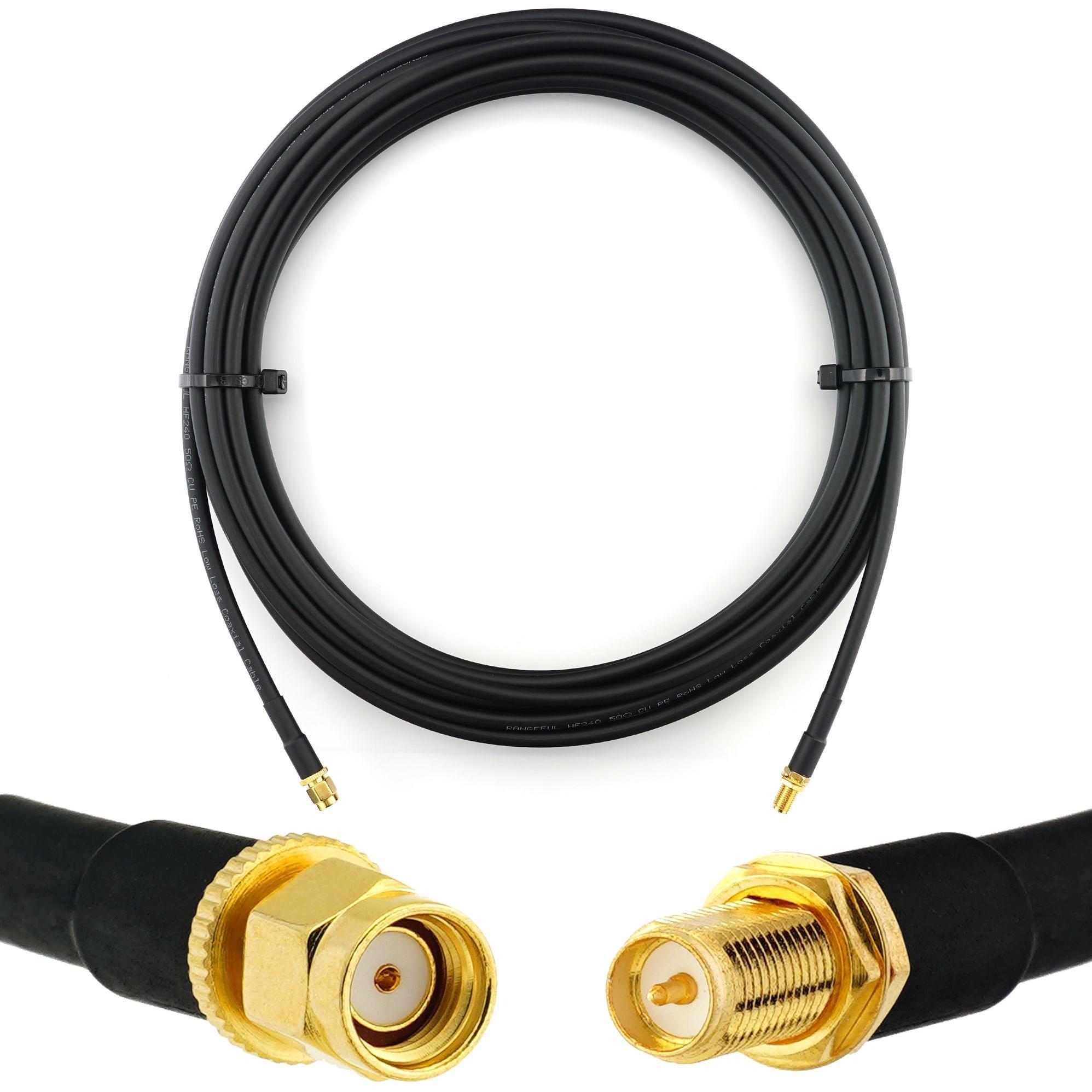 Rangeful Cavo coassiale da RP-SMA maschio a RP-SMA femmina da 5 m - HF240 (equivalente a LMR240) (Cavi antenna), Cavo antenna