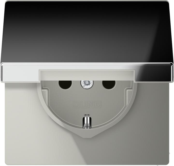 Produktbild JUNG Steckdose 1f chr glz LS UP m.BS Klappd GCR1520KIKL