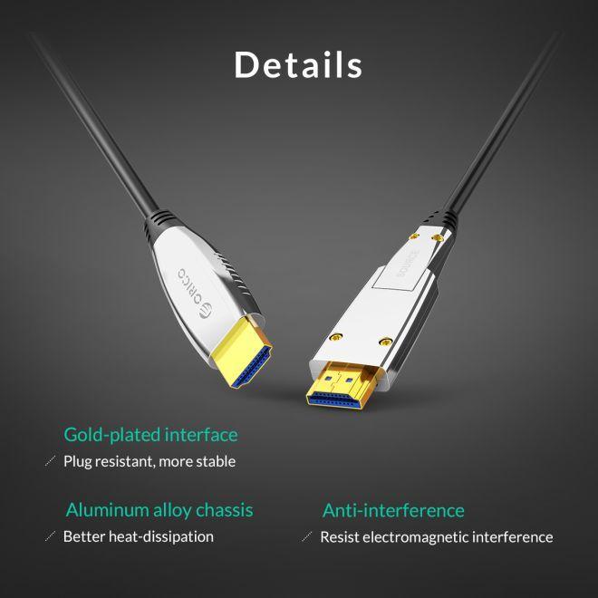 Produktbild Orico GHD802 Micro HDMI auf HDMI / HDMI auf HDMI 2-in-1 Glasfaser Kabel (15 m)