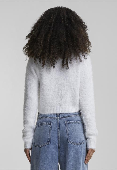 Produktbild Urban Classics Graue Damen-Crop-Cardigan mit Federn (XL)