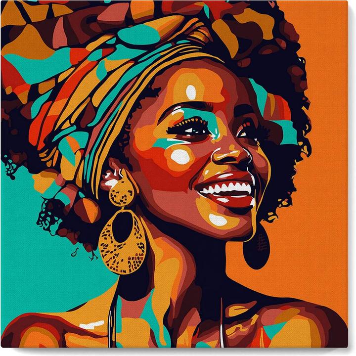 Figured'Art Mini Peinture par Numéros avec Cadre - Reine Africaine Pop Art