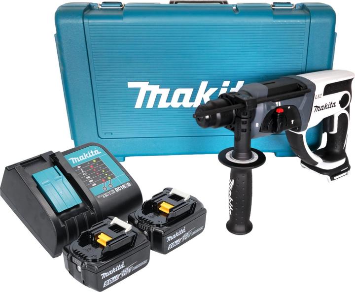 Produktbild Makita DHR 202 STW Akku Bohrhammer 18 V 20 mm 2,0 J weiss + 2x Akku 5,0 Ah + Ladegerät + Koffer