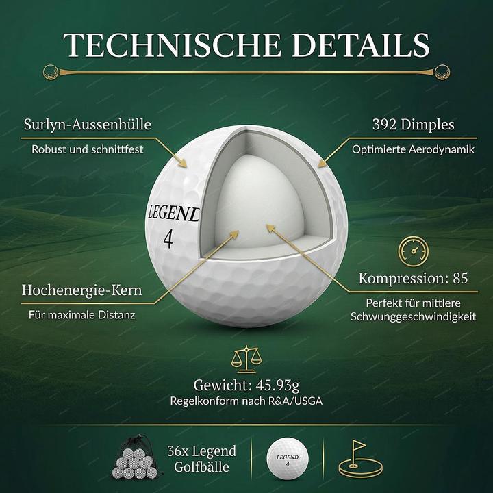 Produktbild Legend Distanz-Golfbälle, 36 Stk.