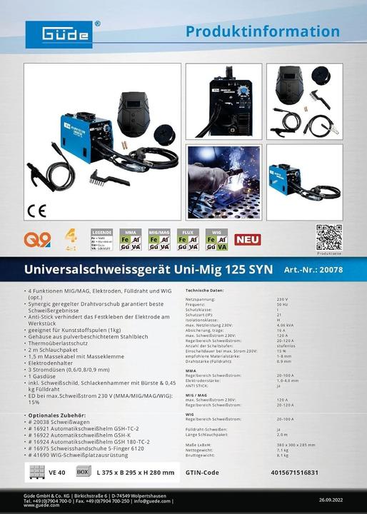 Actual product image Güde Universal shearing unit Uni-Mig 125 SYN