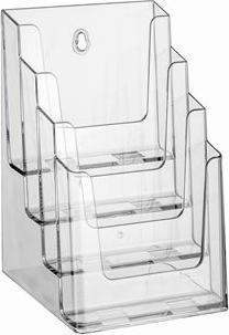 Produktbild Europel Tisch-Prospekthalter, A5 hoch, 4 Fächer, glasklar für Format DIN A5, aus Polystyrol, Fachtiefe: 25 (A5)