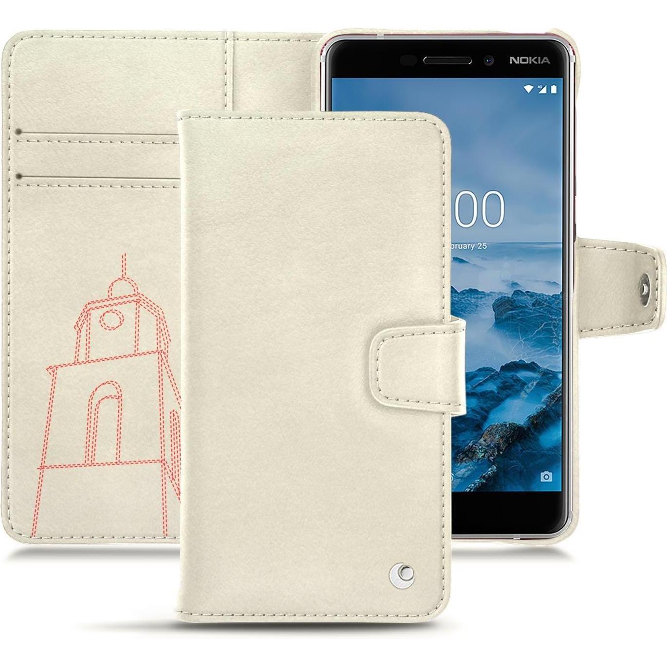 Noreve Lederschutzhülle Wallet (Nokia 6 (2018)), Smartphone Hülle, Weiss